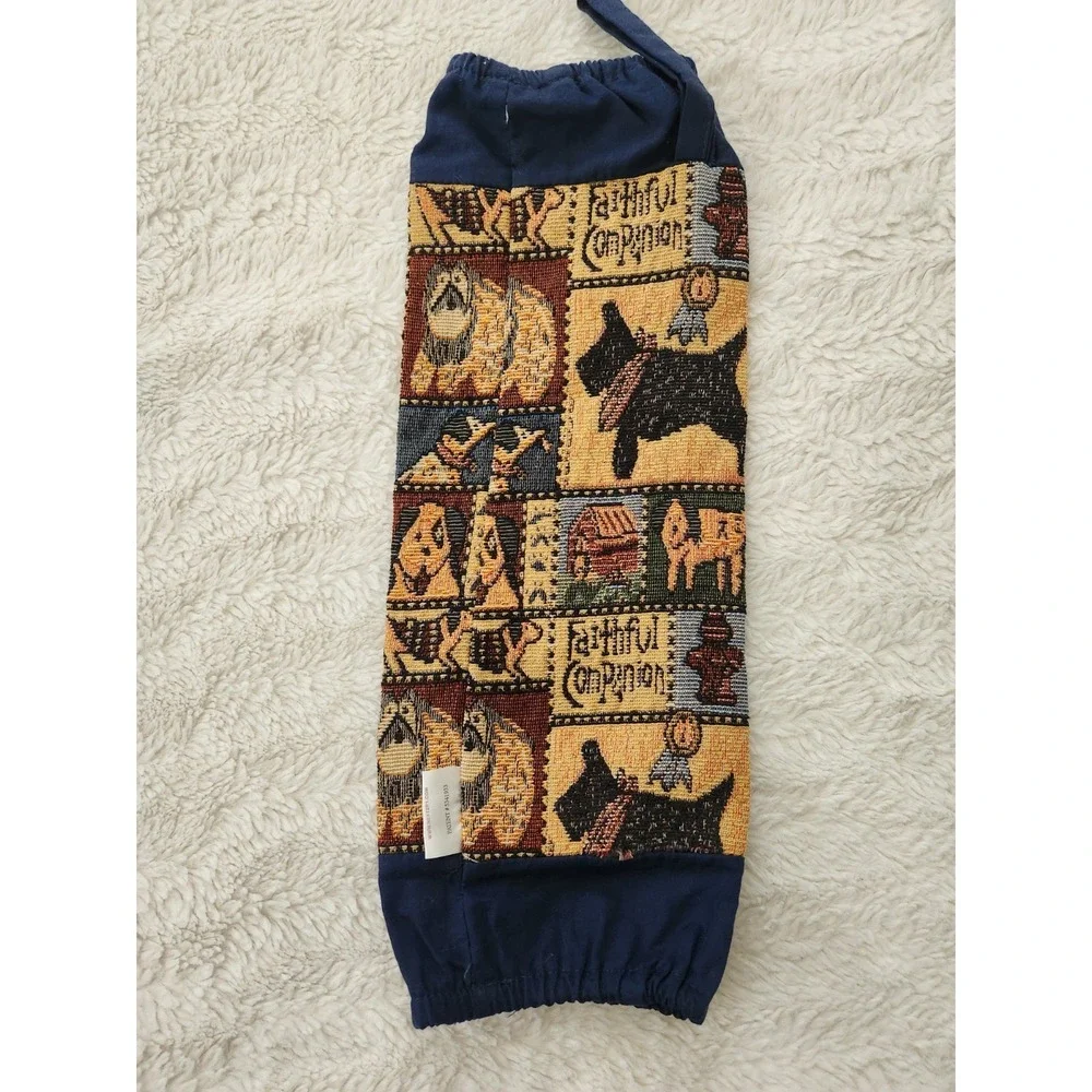 Vintage Sacsoc Faithful Companion Dogs Tapestry Plastic Grocery Bag Holder...